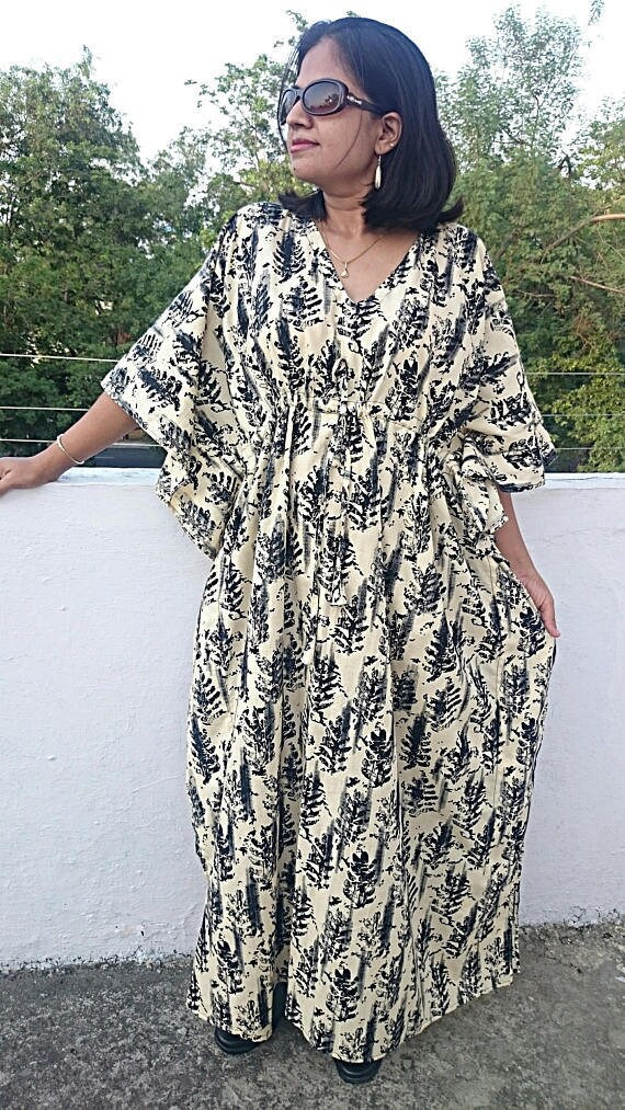 Kaftan Cotton Caftan Long Robe Summer Dress Long Maxi Loungewear beachwear Maternity Dress Holiday Vacation Wear