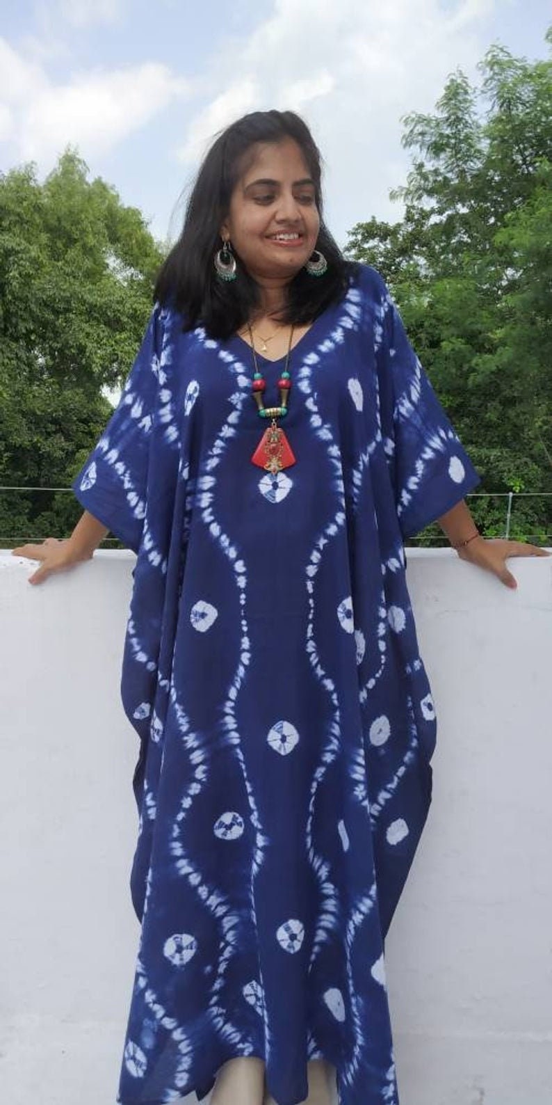 Tie Dyed Plus Size Clothing Kaftan Cotton Tunic Plus Size Kaftan Plus Size Dress Maternity Gown Blue Dress Women s Clothing Beach Kimono Etsy UK