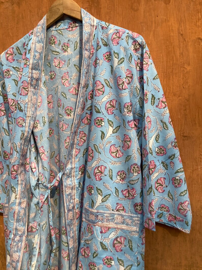 Cotton Kimono Robes for Women Indian Dressing Gown Unisex Blockprint Beach Cover ups Bridesmaid Gifts Plus size Robes Plus size Clothing