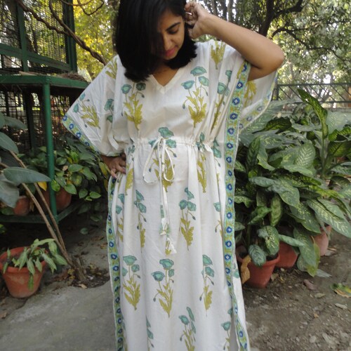 Floral Caftan Cotton Kaftan Dress 