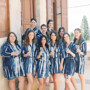 Bridesmaid Robes, Robes for women, Kimono, Cotton Kimono Robe, Indigo Cotton Bridal robe Bridesmaid robes,  Bridemaid dressing gown,
