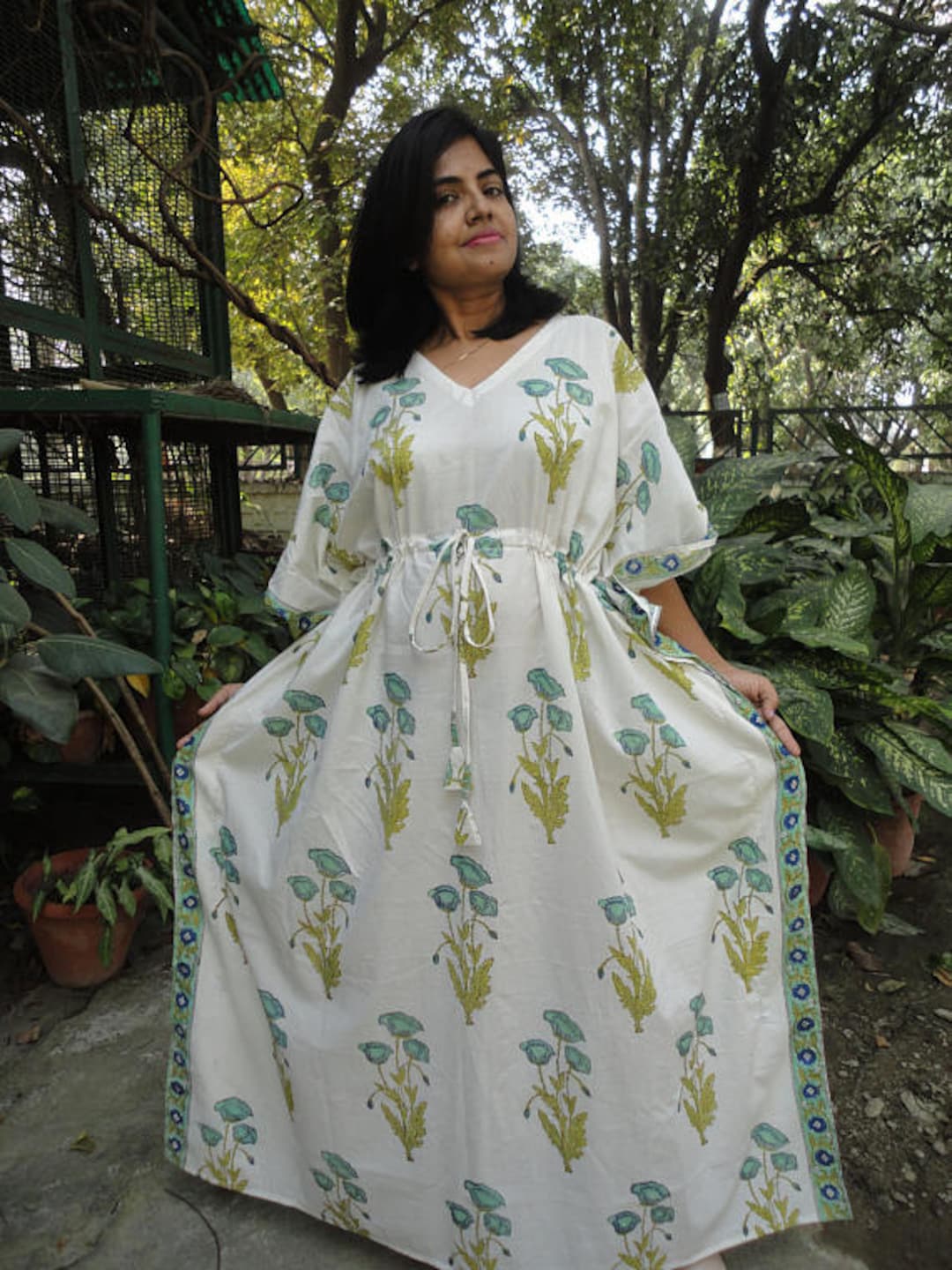 Maxi Dress, Indian Kaftan, Batik Dress, Summer Dress, Sundress
