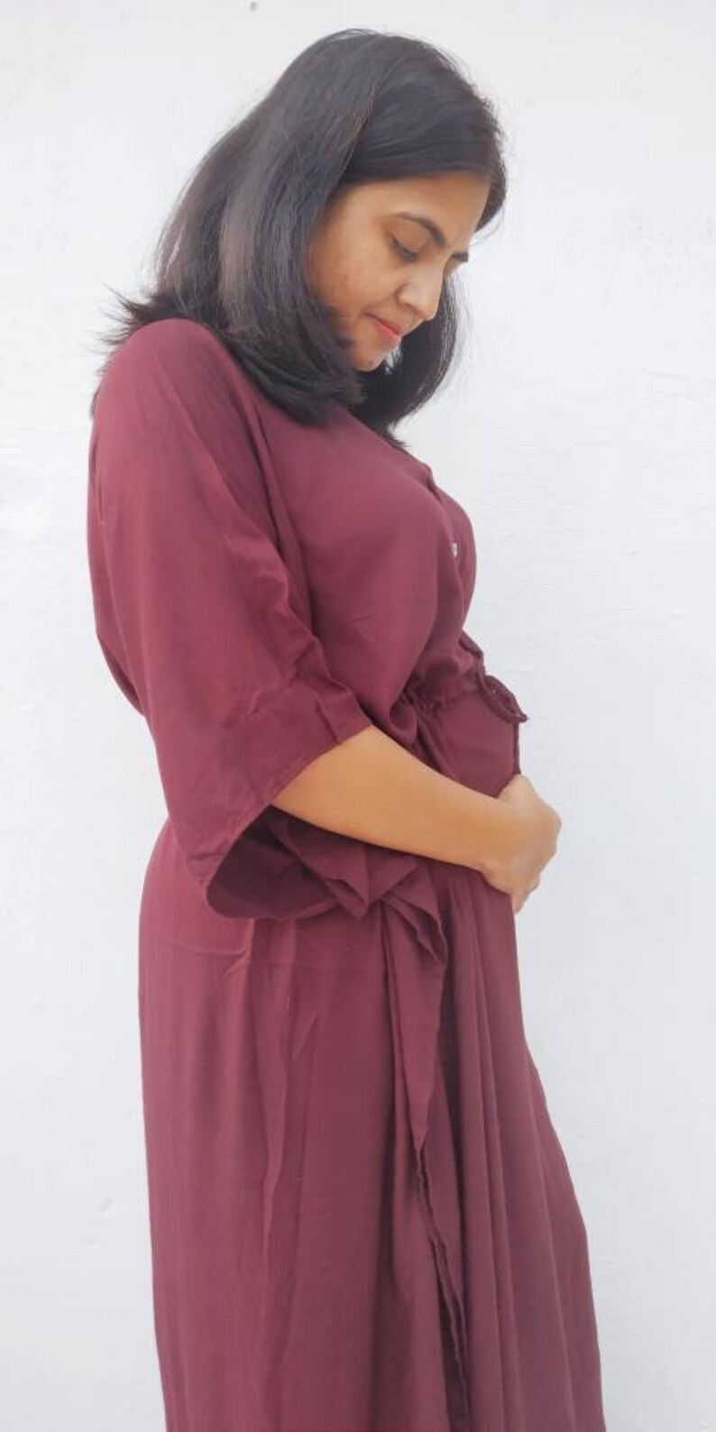 Maternity Robe Cotton Kaftan Nursing Dress Caftan Maxi Dress Etsy