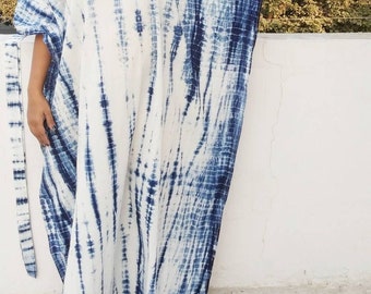 Vestido caftán largo para mujer, kimono con estampado de mariposas, túnica india, vestido largo de algodón, estilo bohemio, hippie, gitano y tallas grandes.