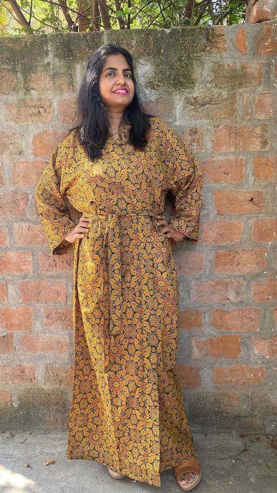 Batas de kimono de algodon Handblock para mujer bata india bata de playa unisex con estampado de bloques regalos de dama de honor Etsy Mexico