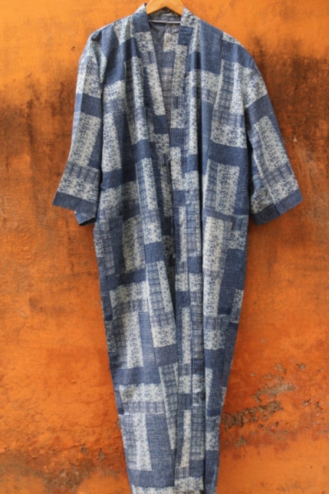 Indigo Cotton Kimono Robes for Women Indian Dressing Gown - Etsy