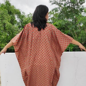 Cotton Caftan Kaftan Maxi Dress Beach Cover Up Caftan Indian Cotton Dress Handblock print Tunic Gown Maternity Robe image 3