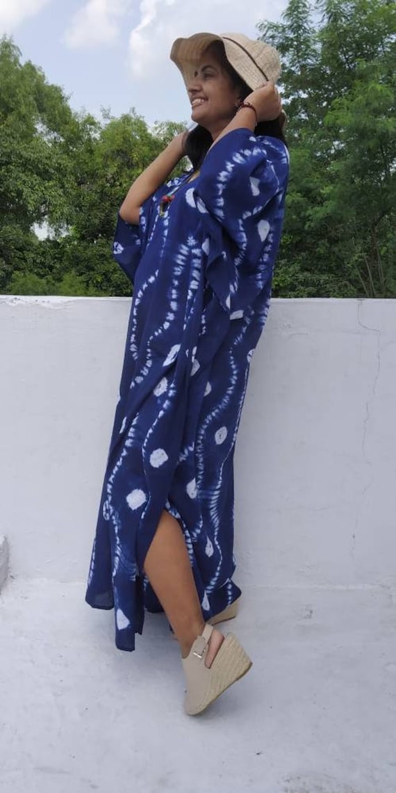 Resort Wear Cotton Kaftan, Holiday Dress, Beach Coverup, Batik Caftan,  Maternity Robe, Plus Size, Swimsuit Cover Up, Sleep Wear,lounge 