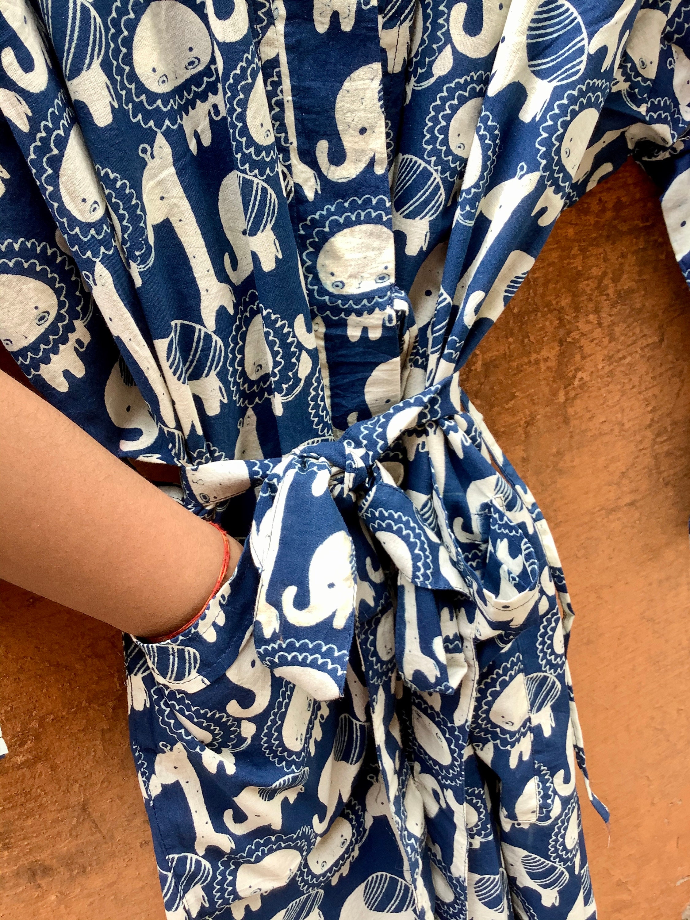Indigo Kimono Robes for Women Indian Dressing Gown Unisex | Etsy