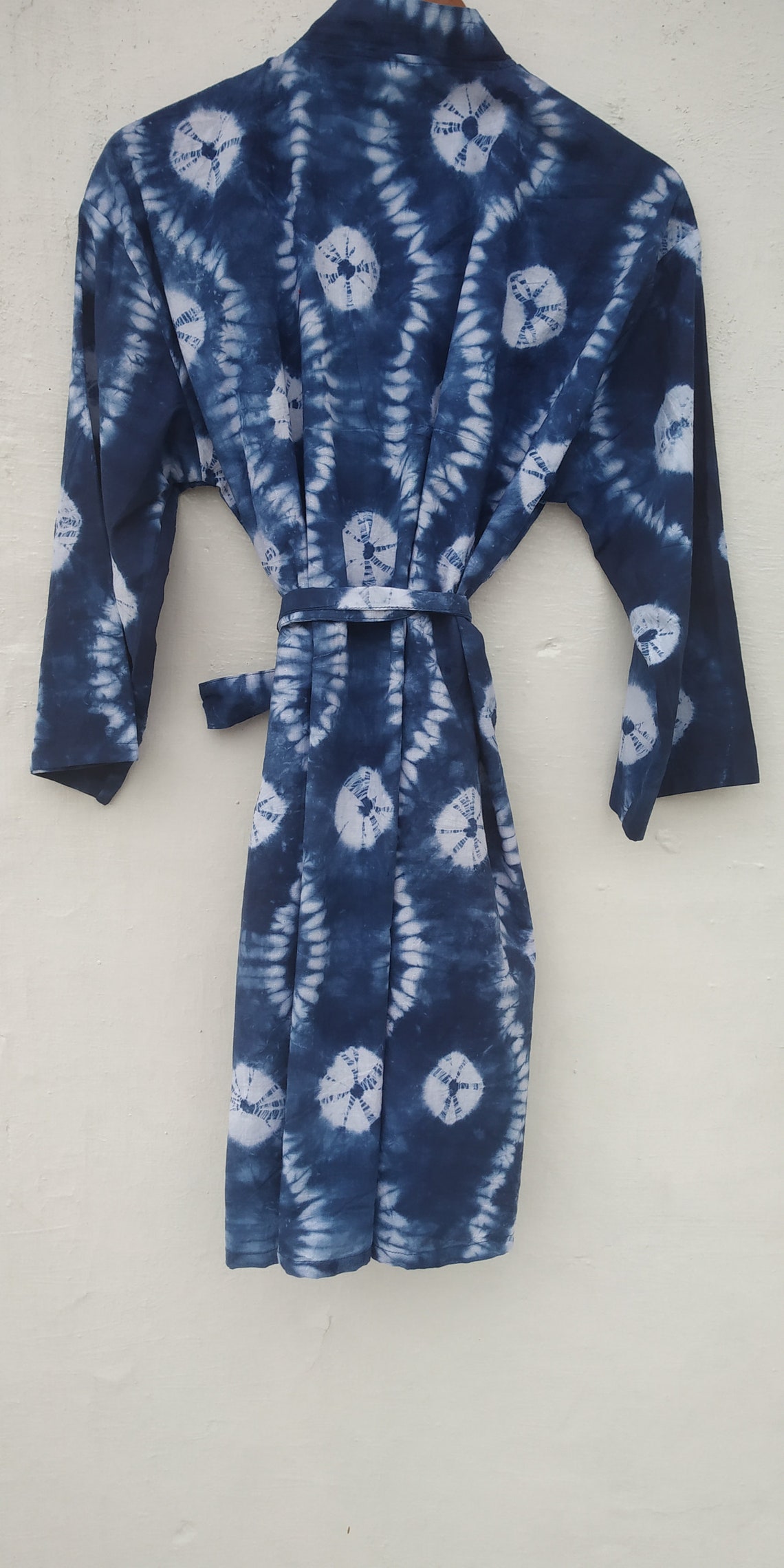 Indigo Cotton Kimono Robes for Women Tie Dyed Indian Dressing Etsy