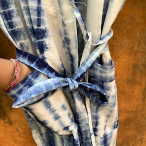 Indigo dyed kimono cardigan, Cotton Kimono Robe, Bridal Robe, Kimono Robe, Beach Cover-up, Bridesmaid Robe, Cotton robe, bath robe image 7