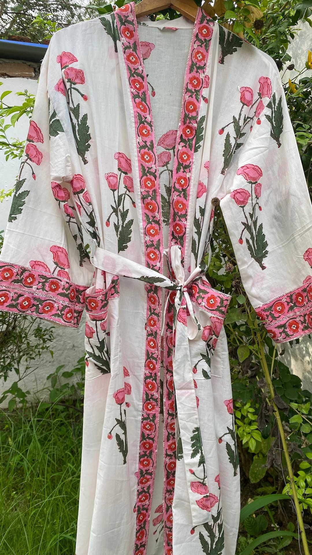Block Print Robes Cotton Kimono Robe Kimono Robes Dressing Gown Women's Cotton Robe Bridesmaid