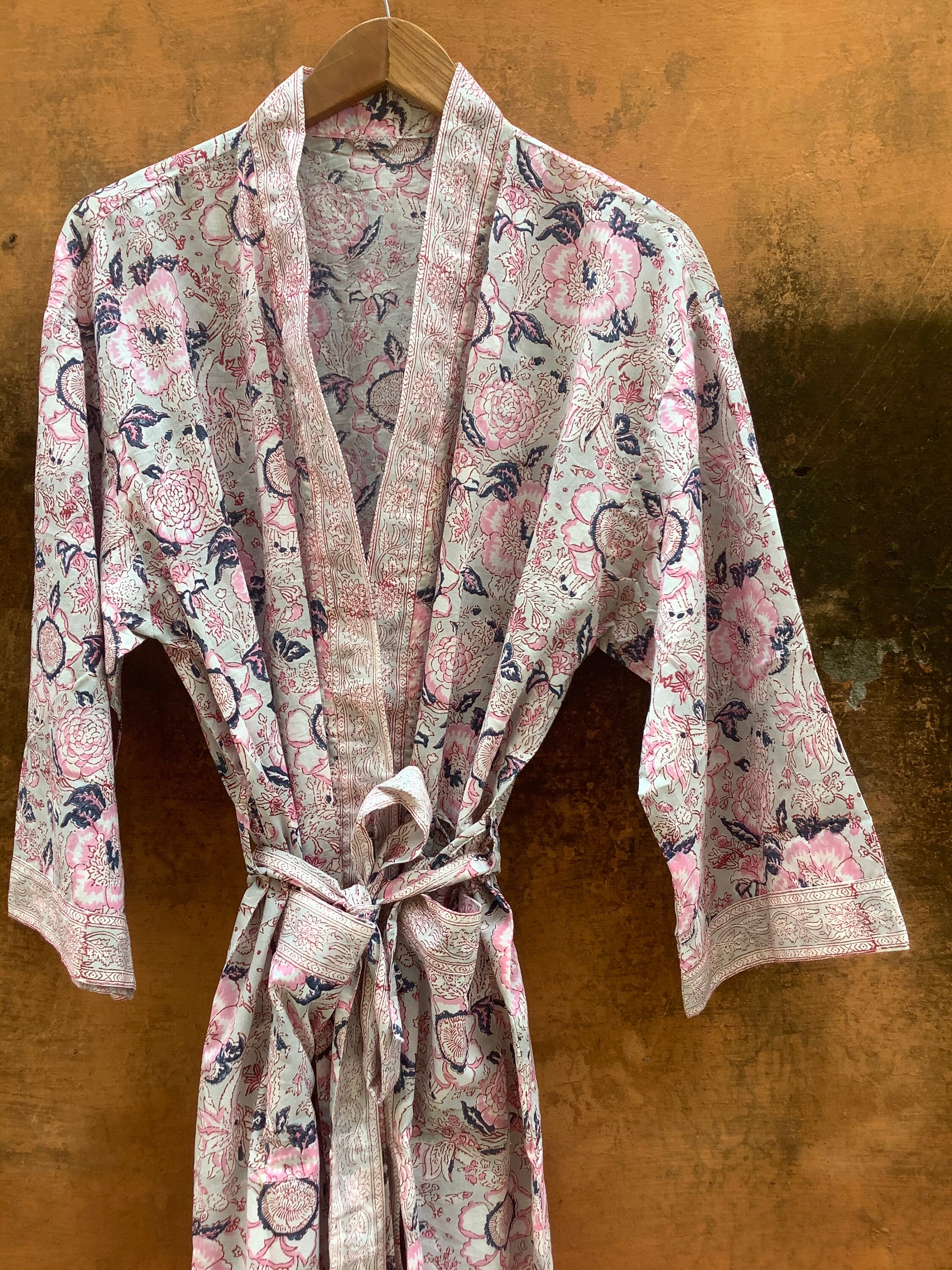 Cotton Kimono Robes for Women Indian Dressing Gown Unisex Etsy UK
