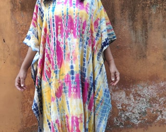 Multicolored Tie-dye Caftan dress, Plus size caftan, Kaftan dress, Kimono, Caftan, Cotton Kaftan, Kaftan maxi dress,Long Caftan,Maxi dress