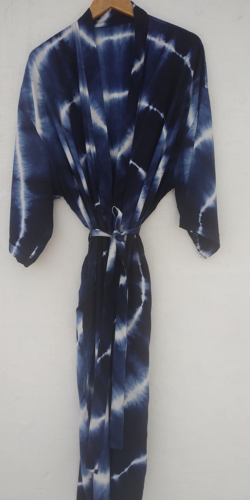 Indigo Rayon Tie Dyed Kimono Robes for Women Indian Dressing | Etsy