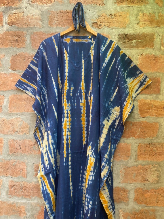 KAFTAN, Navy Blue Kaftan, Plus size dress, Oversized , Party dress, Cocktail party kaftan, Beach wear, Hand tie dyed loose dress, Oversized