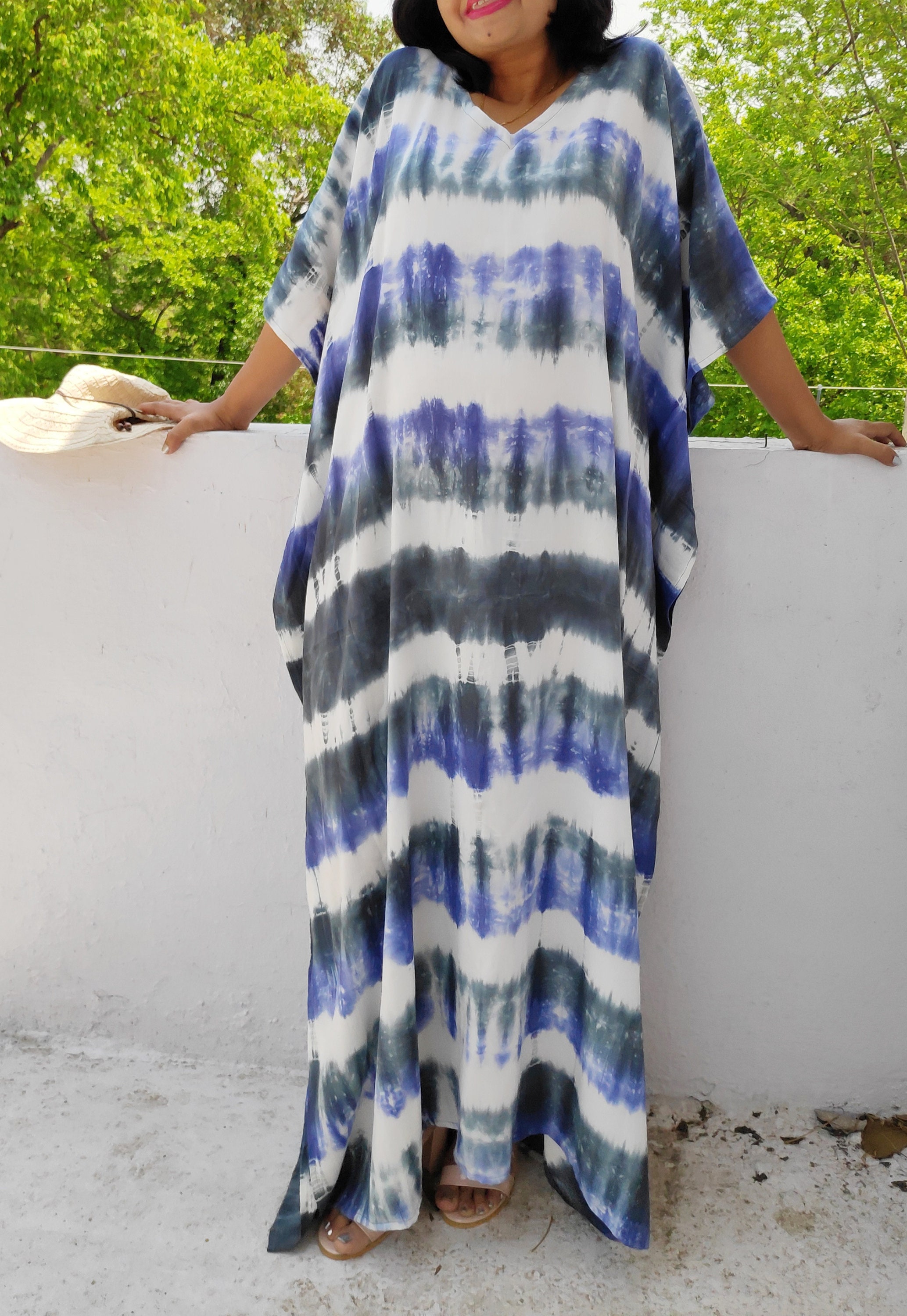 RAYON Indian Hand Tie Dyed Maxi Dress Resort Dress Beach Cover