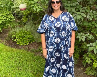 Indian Dress, Batik Cotton Dress, Caftan dress,tie-dye  Indian tunic, kaftan dress, kimono, beach cover up , tunic women&#39;s summer dress