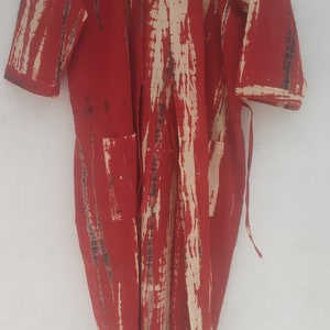 Cardigan kimono con abiti tinti in cravatta rossa, abito kimono di cotone, abito da sposa, abito kimono, copricostume da spiaggia, abito da damigella d'onore, accappatoio di cotone, accappatoio immagine 6