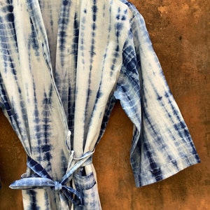 Indigo dyed kimono cardigan, Cotton Kimono Robe, Bridal Robe, Kimono Robe, Beach Cover-up, Bridesmaid Robe, Cotton robe, bath robe image 1