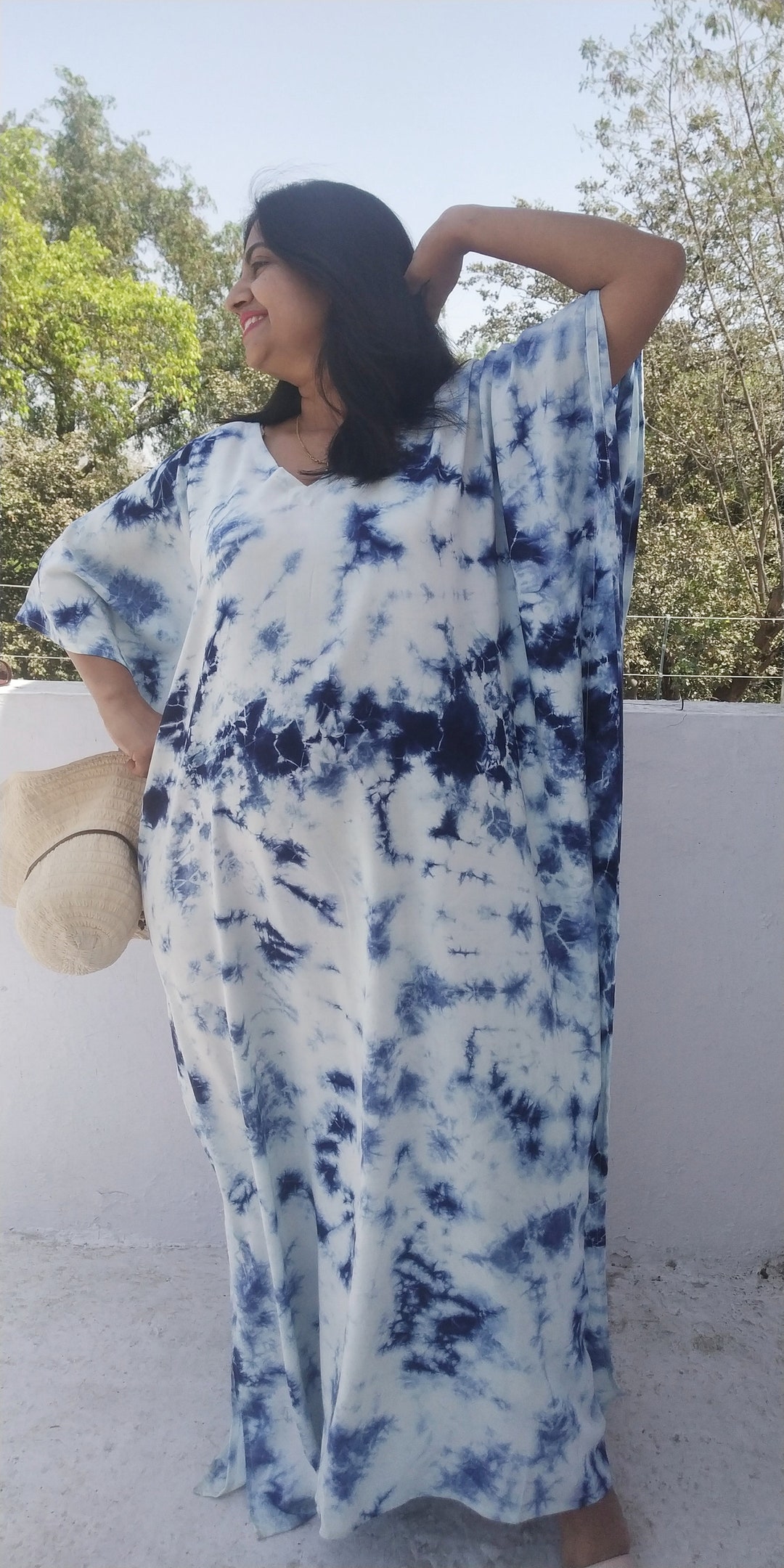 Rayon Tie Dyed Caftan/ Kaftan Maxi Dress/ Womens Gown/ Indigo - Etsy