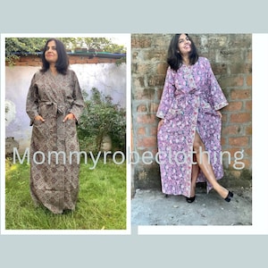 Robes for women, Cotton Robe, Dressing gown, Blockprint robe, Bath robe, Unisex robe, Maternity Robe