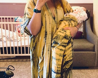 Vestido de embarazo, bata de maternidad, bata de hospital negra, caftán de parto para mujer, caftán de maternidad bohemio, vestido maxi, ropa de playa para mujer