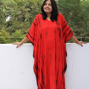 Christmas Dress , Red RayonTied Dyed Caftan, Vacation dress, Holiday Dress, Plus size Kaftan, Gifts for her, Christmas Gifts, Red Dress
