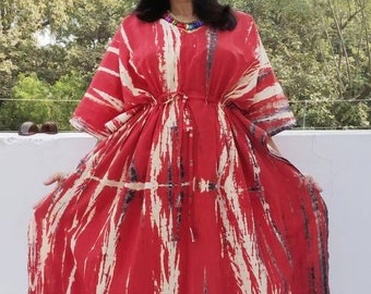 Red Kaftan, Cotton kaftan, kaftan dress, plus size kaftan, beach kaftan, cotton kaftan,Cotton robe, cotton dress, Hippie dress, Beach caftan