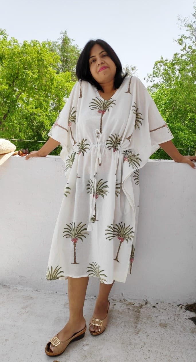 Tropical Palm Tree Kaftan ibiza Dress miami Beach Dress Long