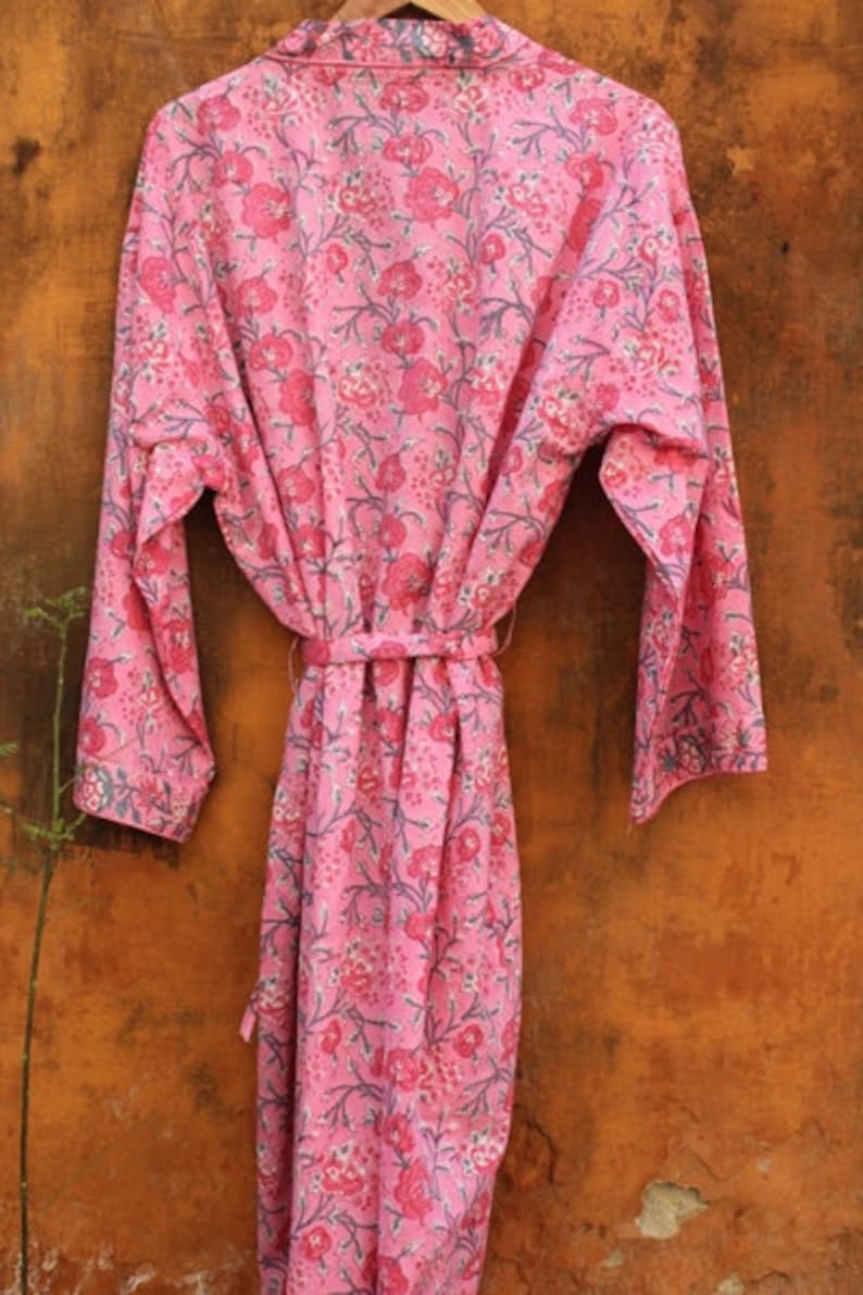 Pink Cotton Kimono Robes for Women Indian Dressing Gown Unisex - Etsy