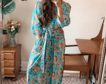 Cotton Kimono Robes for Women Indian Dressing Gown Unisex Beach Cover ups Bridesmaid Gifts Plus size Robes Plus size Clothing