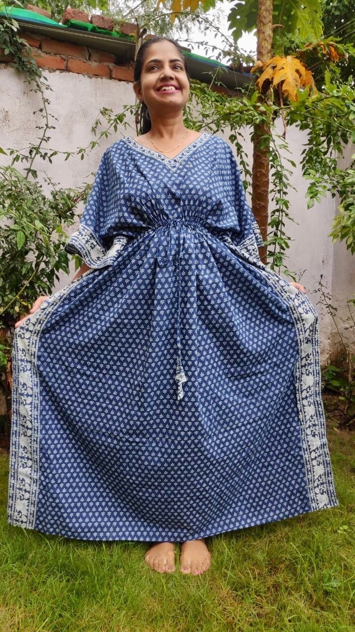 Summer Cotton Kaftan Blue Beach Cover Loungewear Indigo Etsy Finland Summer Cotton Kaftan Blue Beach Cover Loungewear Indigo Etsy Finland