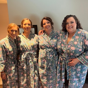 Cotton Blockprint Kimono Robes for Women Plus size long robes Dressing Gown Unisex Bridesmaid Gift Robes maternity robes Plus size clothing