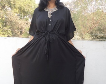 Caftán negro, caftán bohemio, regalo de Navidad, vestido de fiesta, caftán, vestido largo, cóctel, vestido de resort, ropa de playa, caftán marroquí