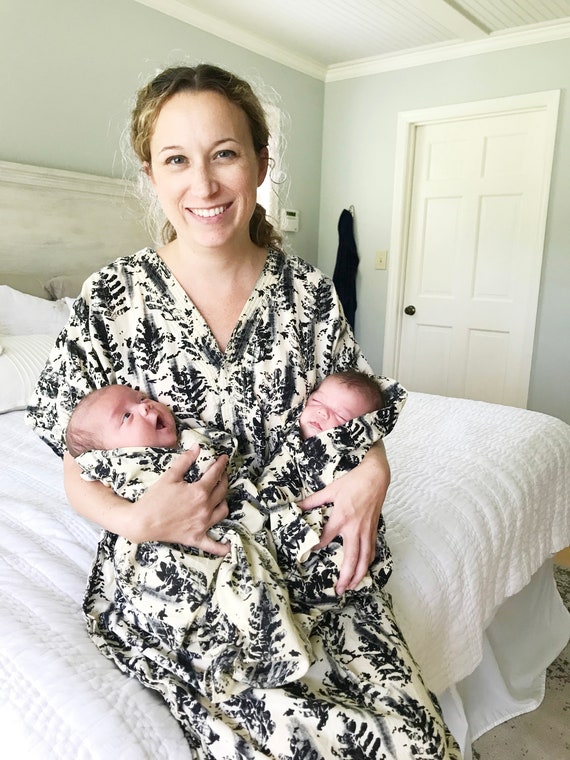 mommy and baby matching hospital gowns