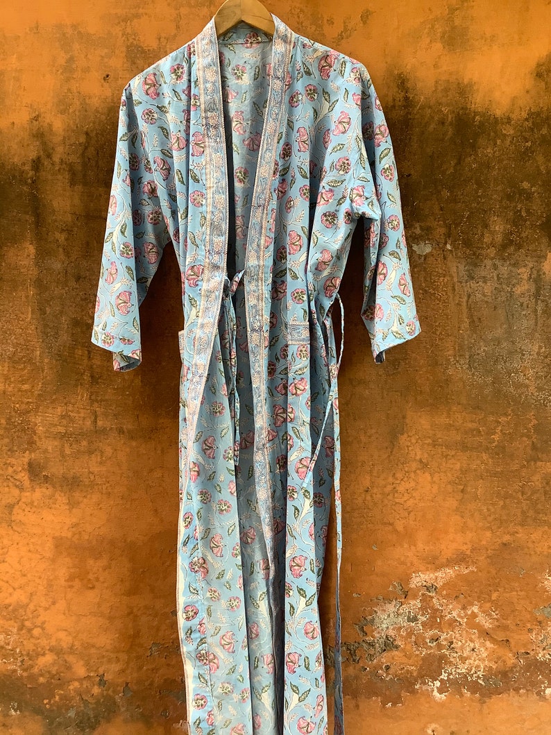Cotton Kimono Robes for Women Indian Dressing Gown Unisex Etsy