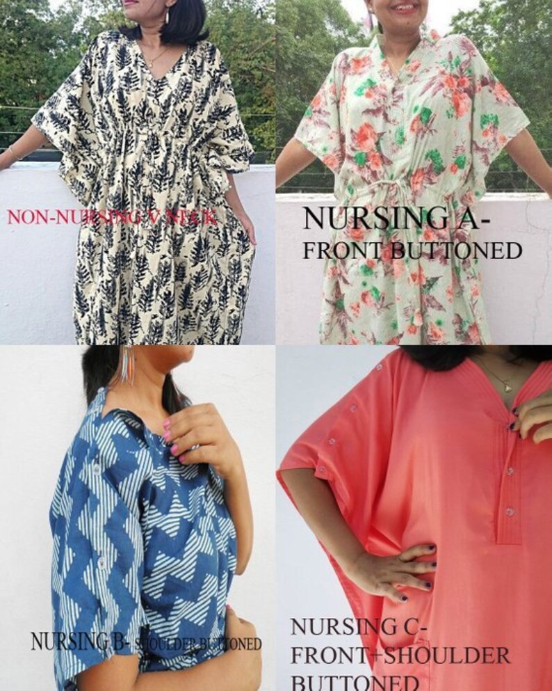 Maternity Robe Cotton Kaftan Nursing Dress Caftan Maxi Dress Etsy