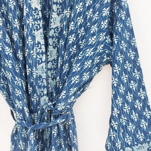 Indigo Cotton Kimono Robes for Women Indian Dressing Gown | Etsy