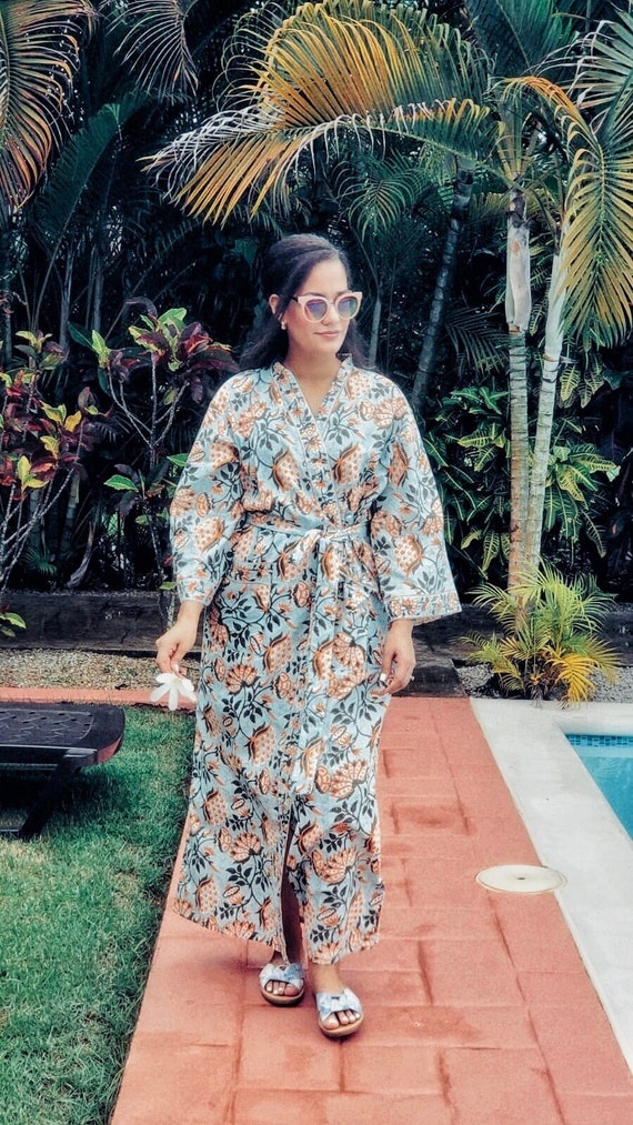 Cotton Kimono Robe, Holiday Robe, Long Kimono, Robe, Summer,Unisex Kimono, Tall Women's, Vacations, Holiday Look