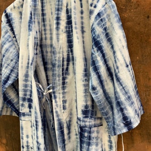 Indigo dyed kimono cardigan, Cotton Kimono Robe, Bridal Robe, Kimono Robe, Beach Cover-up, Bridesmaid Robe, Cotton robe, bath robe image 4