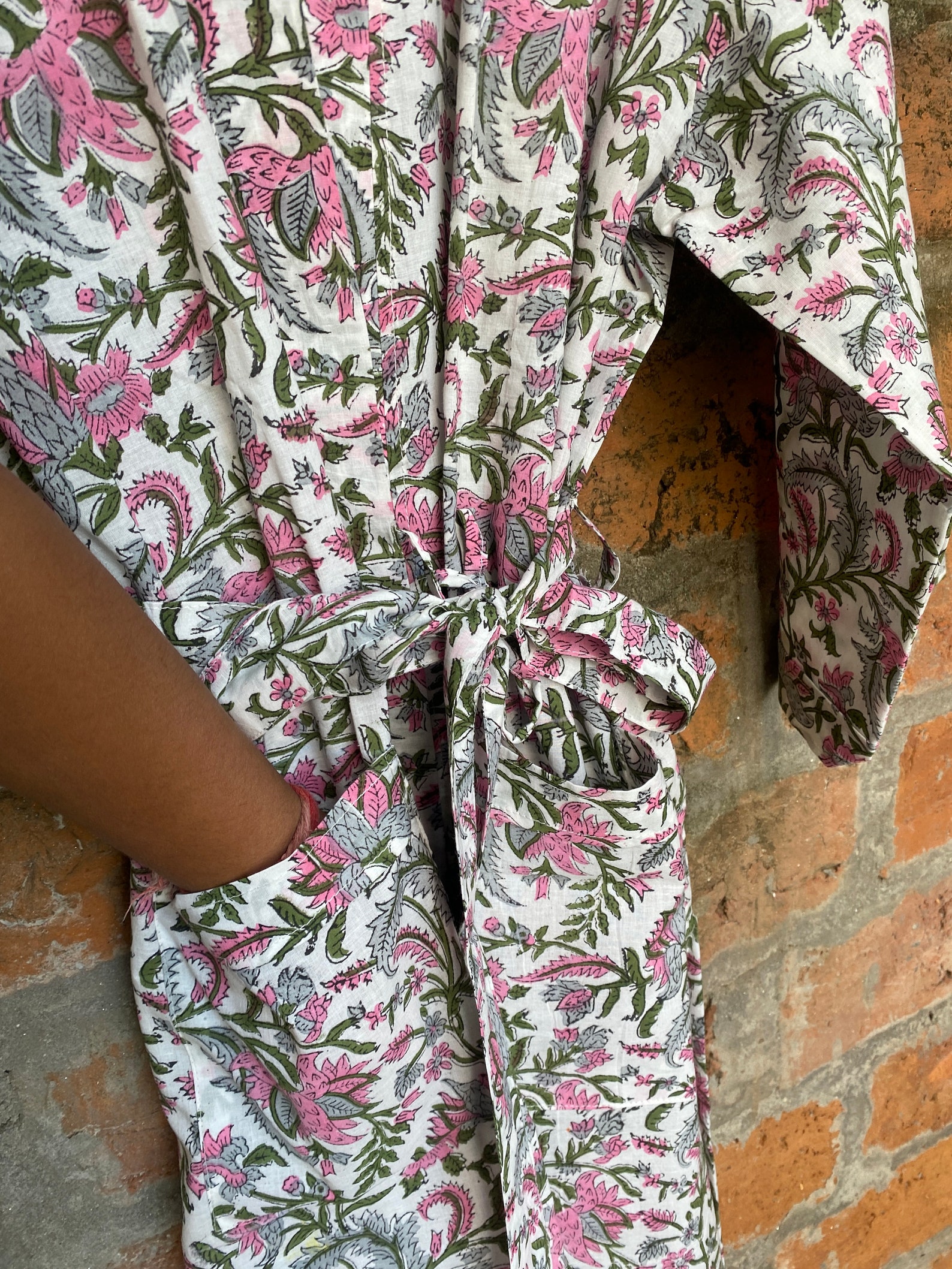 Cotton Kimono Robe, Block Print Robes for Women,dressing Gown, Plus ...