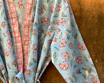 Cotton Kimono Robes for Women Indian Dressing Gown Unisex Blockprint Beach Cover ups Bridesmaid Gifts