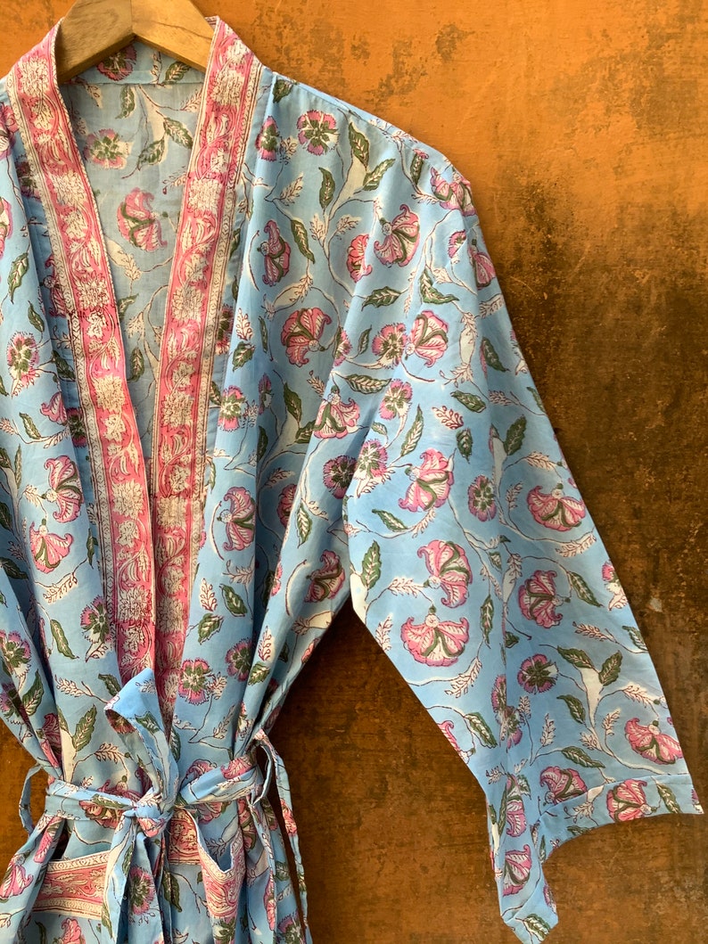 Cotton Kimono Robes for Women Indian Dressing Gown Unisex Etsy
