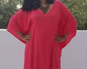 Pink RAYON caftan, pink dress, Kaftan Maxi Dress, Plus size clothing, Plus size kaftan, Plus size dress, Christmas gift