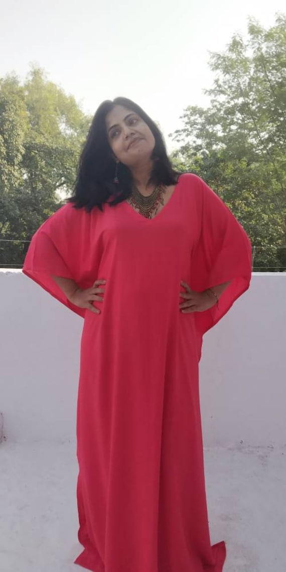 Pink RAYON caftan, pink dress, Kaftan Maxi Dress, Plus size clothing, Plus size kaftan, Plus size dress, Christmas gift