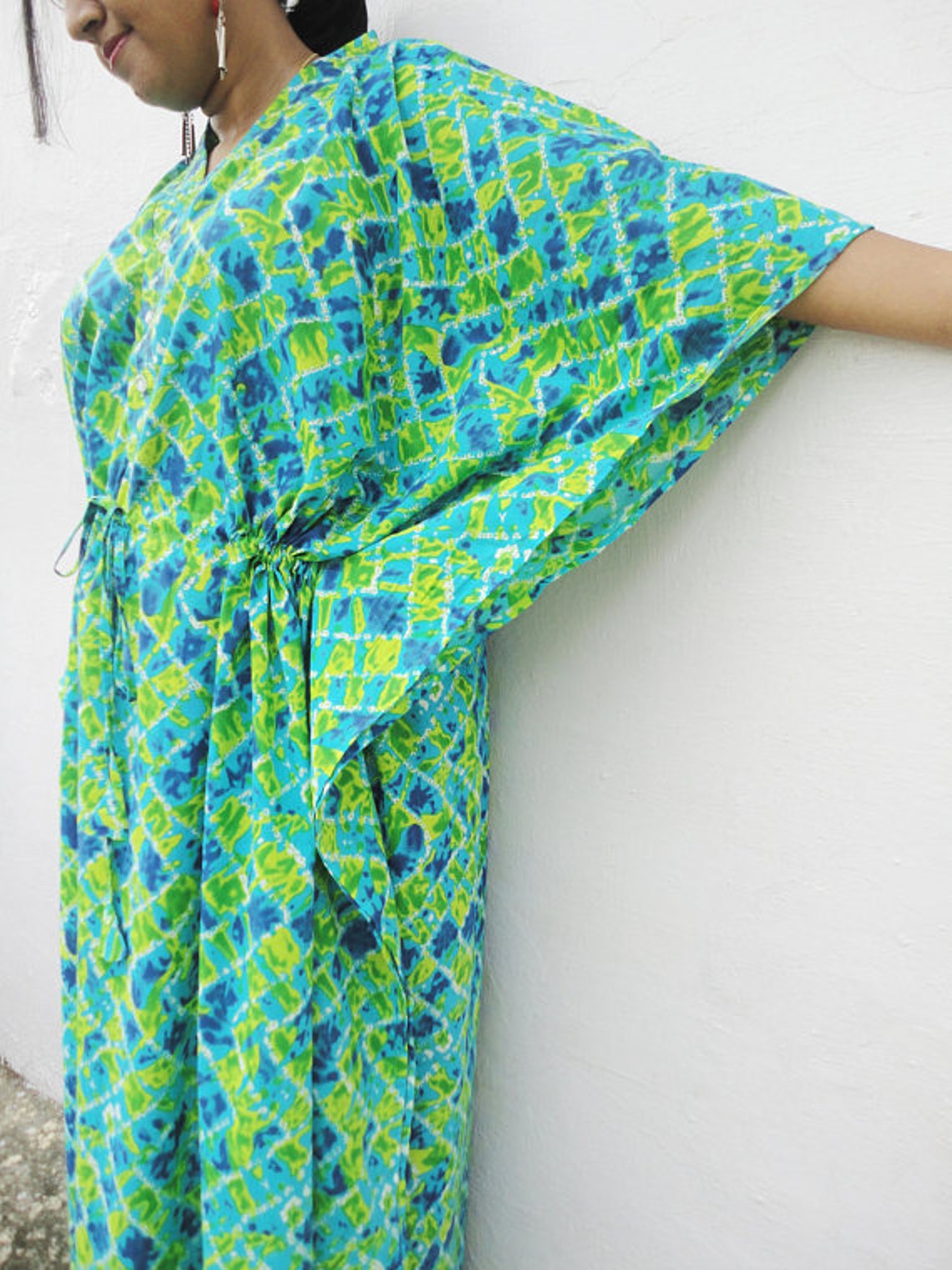 Luxury green Cotton Maternity & Nursing Kaftan Dress main image 1