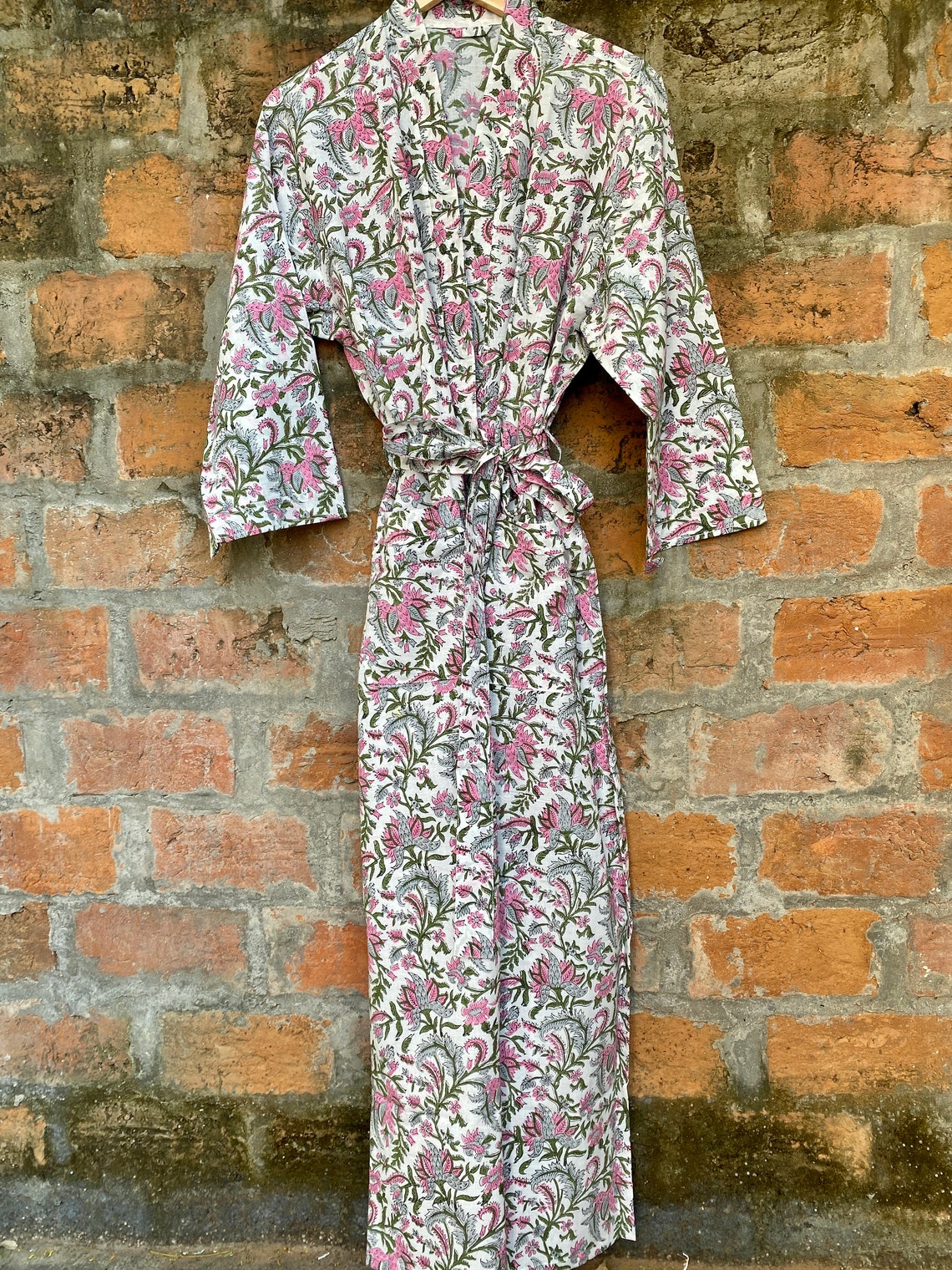 Cotton Kimono Robe, Block Print Robes for Women,dressing Gown, Plus ...