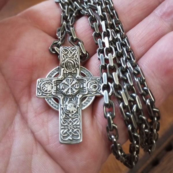 925 Silber, Kreuz Chrisam, Ankerkette, 925Ag, Männerschmuck, Silberkreuz