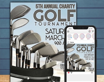 Customizable Golf Tournament Flyer & Social Media Templates, Editable in Photoshop (Instant Download)
